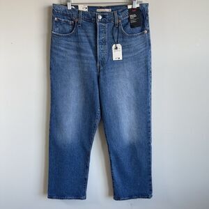 Levi’s Ribcage Straight Ankle Jeans Button Fly Super High Rise Women's 32 x 27